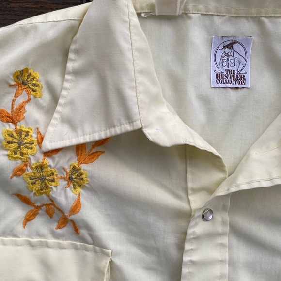 The hustler collection pearl snap vintage button down shirt embroidered - Picture 3 of 8